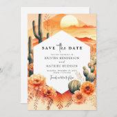 Elegante Wild West Cactus bruiloft Save The Date (Voorkant / Achterkant)