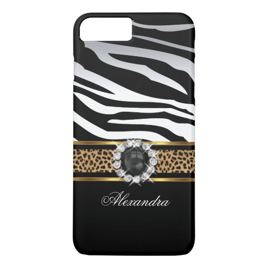 Elegante Wild Zebra Stripe Leopard Black Gold Pear Case-Mate iPhone Case (Achterkant)