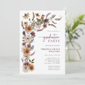 Elegante Wildbloem Afstudeerfeest Kaart (Staand voorkant)