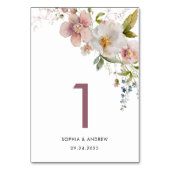 Elegante Wildbloemen 1 Trouwtafel nummer Kaart (Voorkant)
