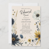 Elegante Wildbloemen Beige Bruiloft repetitie dine Kaart (Voorkant)