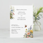 Elegante Wildbloemen bloeien boeket Uitnodiging (Staand voorkant)
