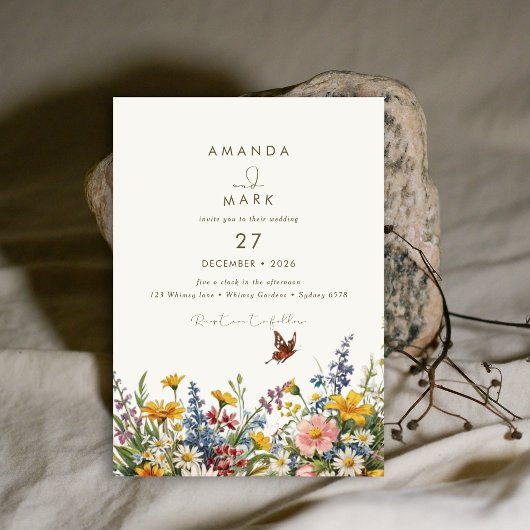 Elegante Wildbloemen bloeien boeket Uitnodiging