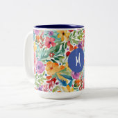 Elegante Wildbloemen Bloemen & Botanisch Tweekleurige Koffiemok (Voorkant links)