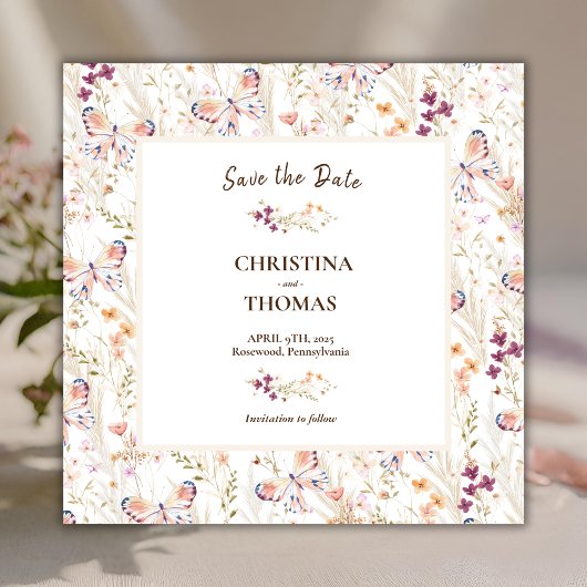 Elegante Wildbloemen Boho Save the Date
