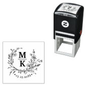 Elegante Wildbloemen krans bruidspaar Monogram Zelfinktende Stempel (In situ)
