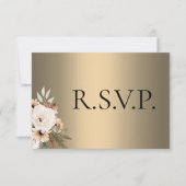 Elegante Wildbloemen op gouden Boho bruiloft RSVP Kaartje (Voorkant)