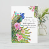 elegante Wildbloemen Peacock indiaanse bruiloft Fa Kaart (Staand voorkant)