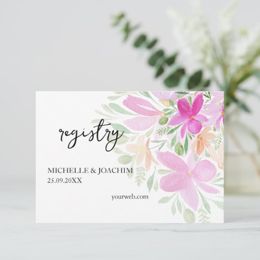 Elegante Wildbloemen Waterverf Art Enclosure Kaart (Staand voorkant)