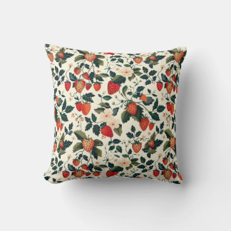 Elegante wilde aardbeien Floral Naadloos Patroon Kussen
