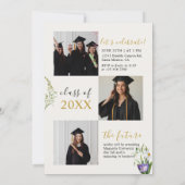 Elegante wilde bloem afstudeer collage uitnodiging (Achterkant)