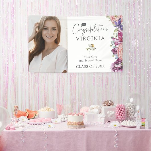 Elegante Wilde Bloem Afstudeerbanner Spandoek