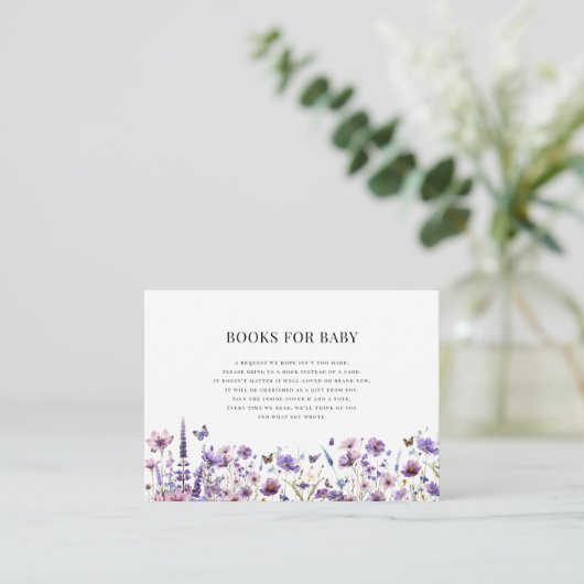 Elegante wilde bloem baby shower boeken voor baby informatiekaartje (Staand voorkant)