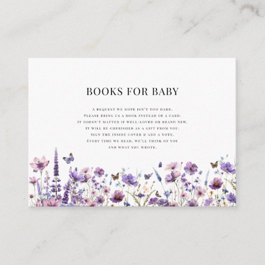 Elegante wilde bloem baby shower boeken voor baby informatiekaartje (Voorkant)