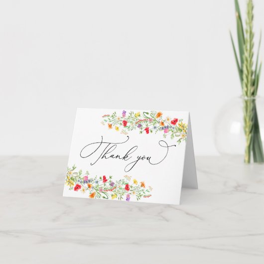 Elegante wilde bloem bedankkaart (Voorkant)