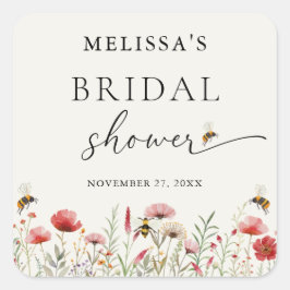 Elegante Wilde Bloem Bedoeld Om Bruids Bruiloft Te Vierkante Sticker