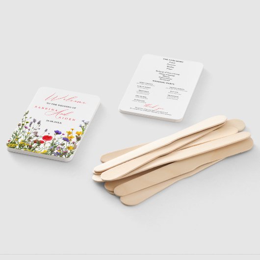 Elegante wilde bloem bloeiende bruiloft programma handwaaier (Niet-gemonteerd)