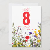 Elegante Wilde Bloem Bloeiende Trouwtafel Nummer (Voorkant)