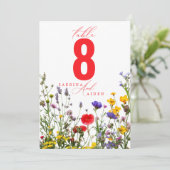 Elegante Wilde Bloem Bloeiende Trouwtafel Nummer (Staand voorkant)