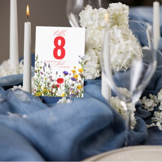 Elegante Wilde Bloem Bloeiende Trouwtafel Nummer