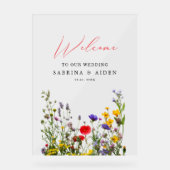 Elegante wilde bloem bloeiende tuin bruiloft acryl bord (Voorkant)