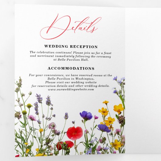Elegante wilde bloem bloeiende tuin bruiloft drieluik aankondiging (Binnenzijde eerst)