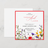 Elegante wilde bloem bloeiende tuin bruiloft kaart (Voorkant / Achterkant)