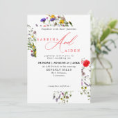 Elegante wilde bloem bloeiende tuin bruiloft kaart (Staand voorkant)