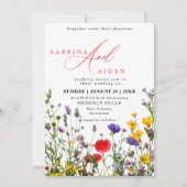 Elegante wilde bloem bloeiende tuin bruiloft kaart (Voorkant)