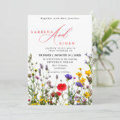 Elegante wilde bloem bloeiende tuin bruiloft kaart (Staand voorkant)