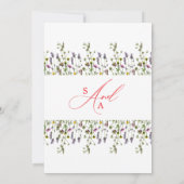 Elegante wilde bloem bloeiende tuin bruiloft kaart (Achterkant)