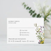Elegante wilde bloem bloeiende tuin bruiloft RSVP kaartje (Staand voorkant)