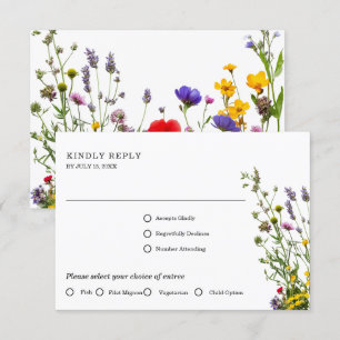 Elegante wilde bloem bloeiende tuin bruiloft RSVP kaartje