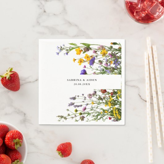 Elegante wilde bloem bloeiende tuin bruiloft servet (Insitu)