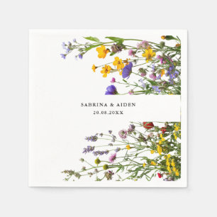 Elegante wilde bloem bloeiende tuin bruiloft servet