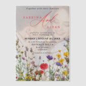 Elegante wilde bloem bloeiende tuin bruiloft vellum uitnodigingen (Voorkant)