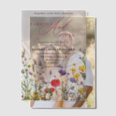 Elegante wilde bloem bloeiende tuin bruiloft vellum uitnodigingen (Offset (Koppel))