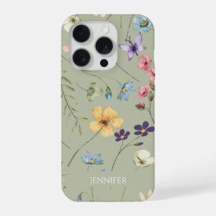 Elegante Wilde Bloem Bloemen Bloemstuk Aangepast iPhone 15 Pro Case