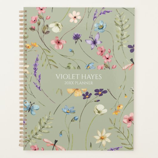 Elegante Wilde Bloem Bloemen Bloemstuk Aangepast Planner (Voorkant)