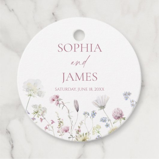 Elegante Wilde Bloem Bloemen Bruiloft Bedankjes Labels (Voorkant)
