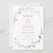 Elegante Wilde Bloem Bloemen Bruiloft Save The Date (Voorkant)