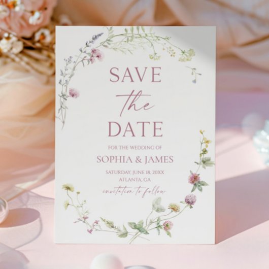 Elegante Wilde Bloem Bloemen Bruiloft Save The Date