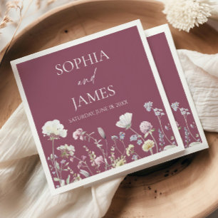 Elegante Wilde Bloem Bloemen Bruiloft Servet