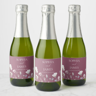 Elegante Wilde Bloem Bloemen Bruiloft Sparkling Wijnetiket