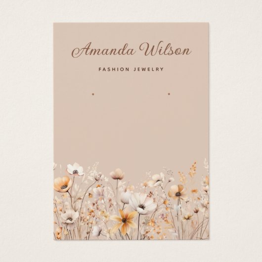 Elegante wilde bloem bloemen oorbel display kaart (Voorkant)
