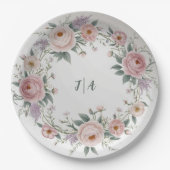 Elegante wilde bloem Bloemen Patroon zomer bruilof Papieren Bordje (Voorkant)