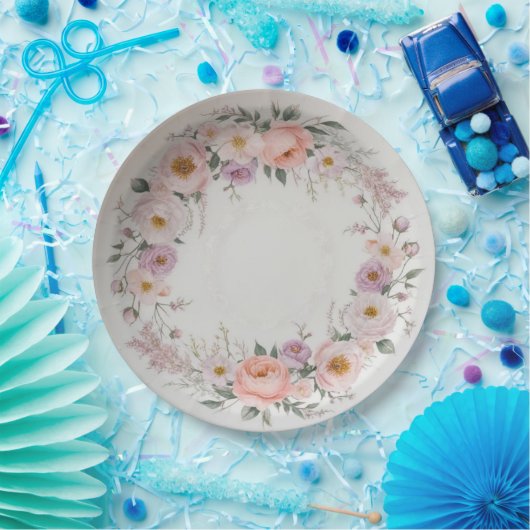 Elegante wilde bloem Bloemen Patroon zomer bruilof Papieren Bordje (Feest)