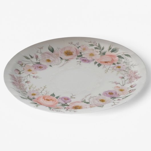 Elegante wilde bloem Bloemen Patroon zomer bruilof Papieren Bordje (Gekanteld)