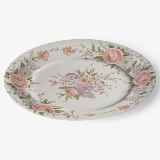 Elegante wilde bloem Bloemen Patroon zomer bruilof Papieren Bordje (Gekanteld)