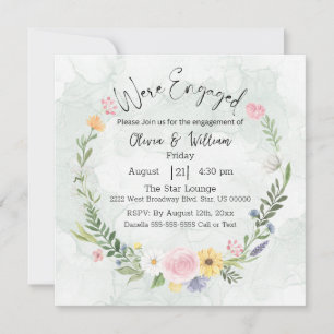 Elegante wilde bloem Bloemen Verloving Uitnodiging